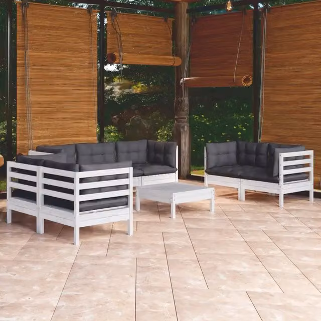 Set Salotto da Giardino con Cuscini 8 pz Legno Massello di Pino 3096263