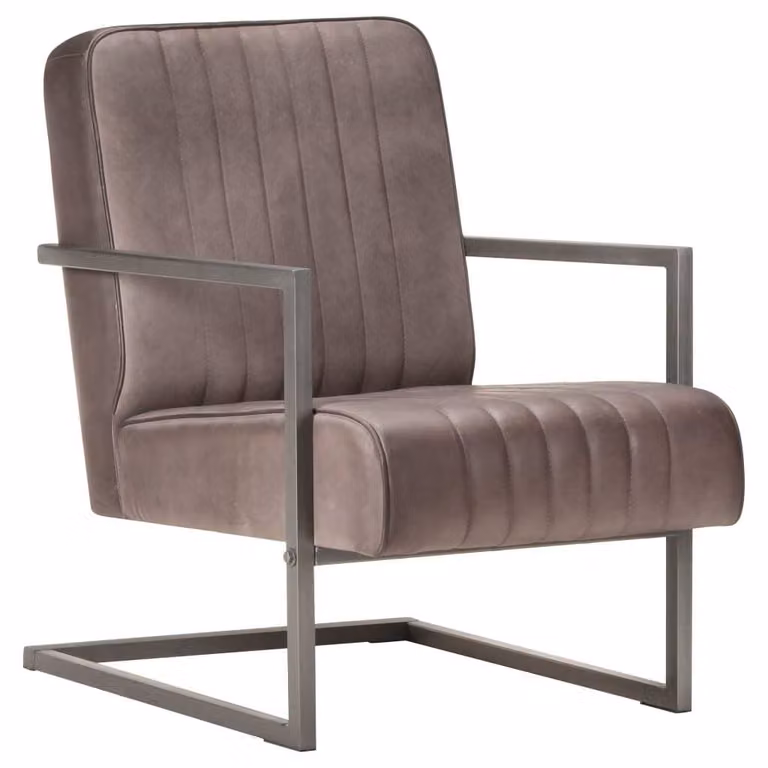 The Living Store Poltrona cantilever in vera pelle marrone anticato