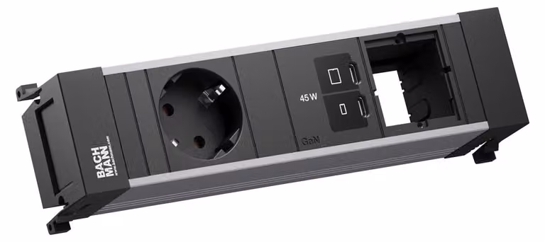 BACHMANN POWER FRAME 1xCEE7/3, 1xUSB-C/C 45 W, 1xCM L=0,2 m