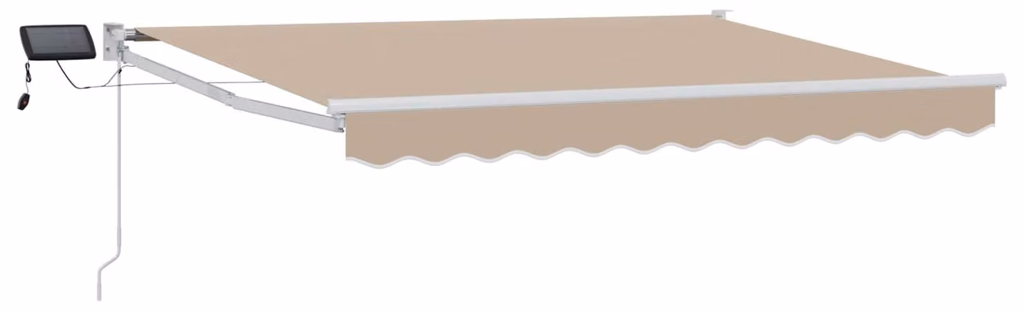 Tenda retrattile manuale con LED Beige e Bianco 3,5 x 2,5 m