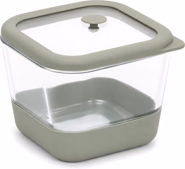 Contenitore alimentare quadrato in vetro trasparente con coperchio a scatto Siliglass, 800 ml
