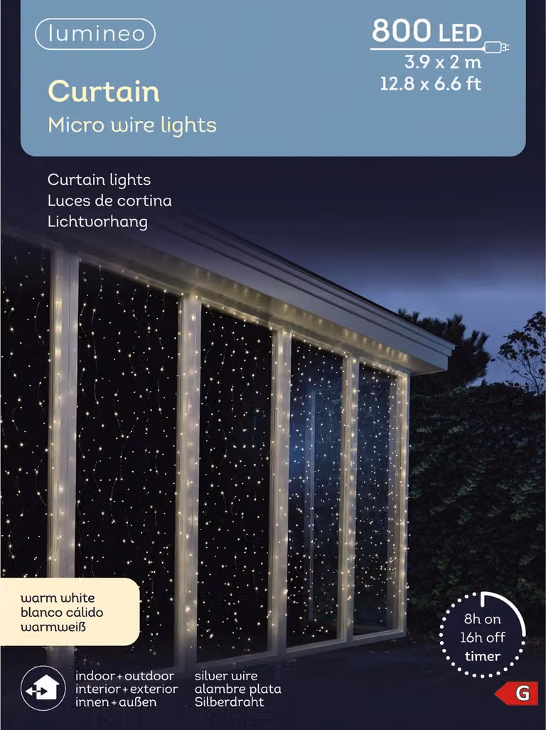Lumineo tenda luminosa LAMPADE TENSIONE 800 LED 3,9x2 m bianco caldo, trasparente.