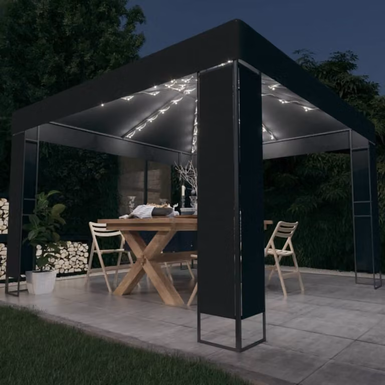 Padiglione Living Store con doppio tetto e luci LED 3x3 m antracite