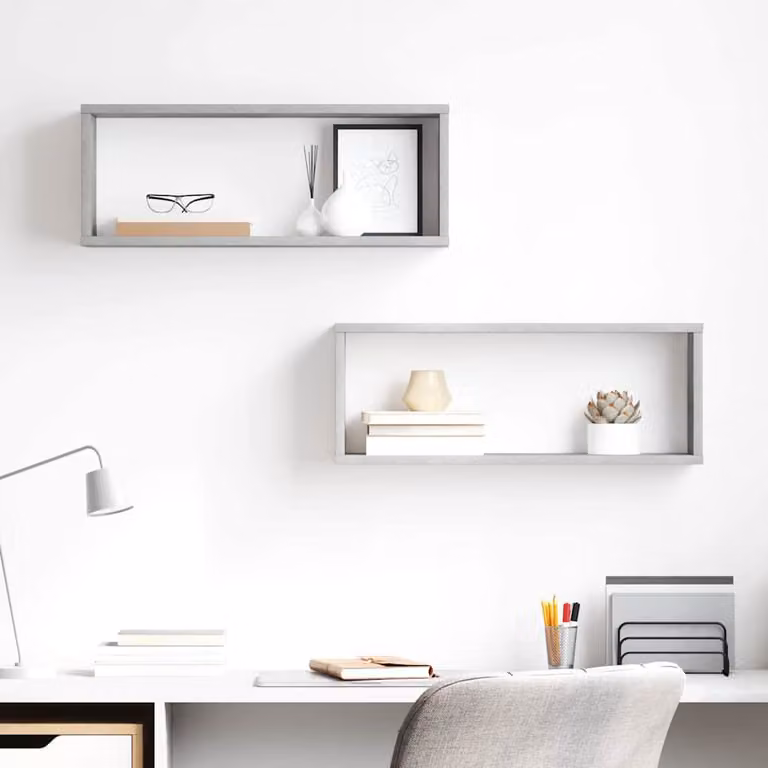 vidaXL Set di 2 Mensole a Parete a Cubo in MDF Grigio Cemento L 60 x P 20 x H 15 cm