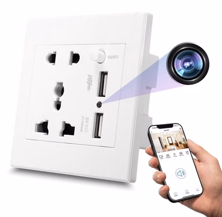Mini Telecamera Presa Universale iUni PR2, Wi-Fi, Full HD, 2 porte USB-A, Slot per scheda microSD