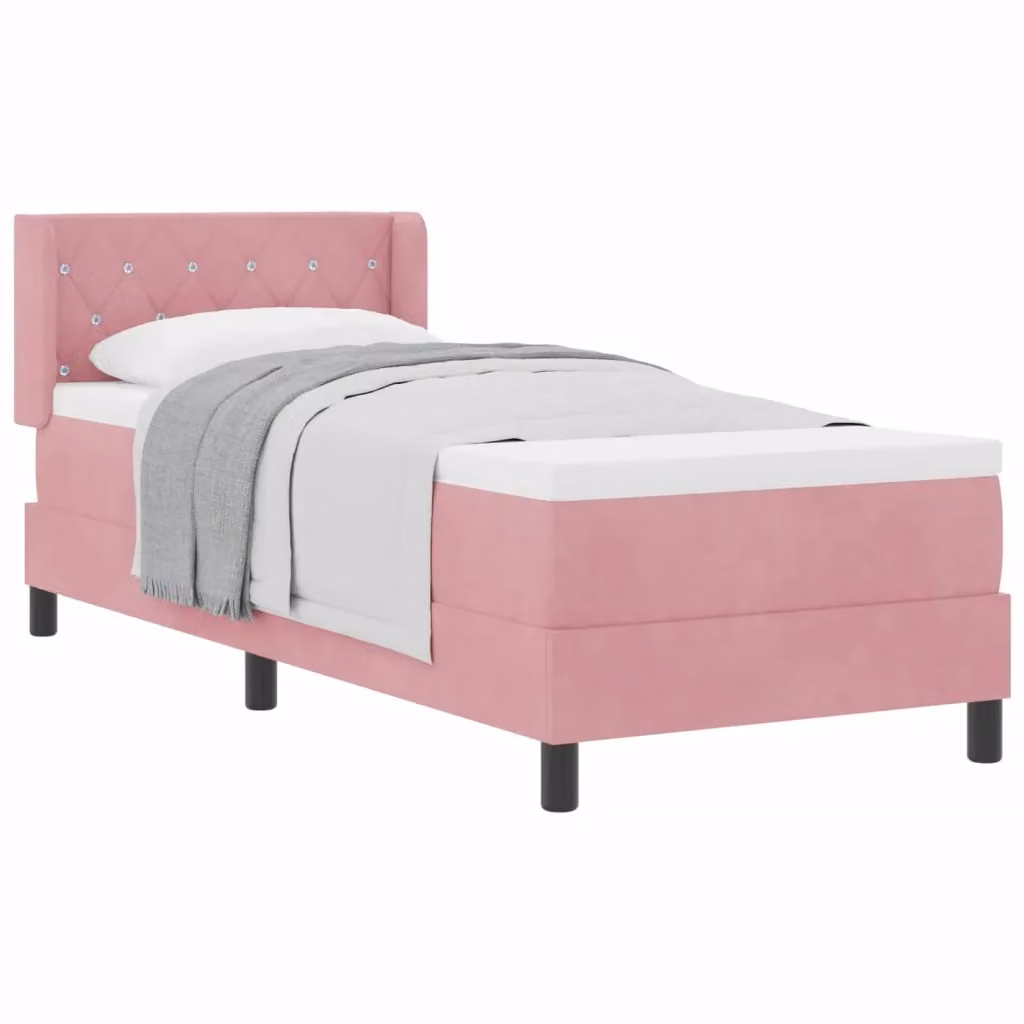 Letto ibrido con materasso e testiera vidaXL in velluto rosa L 80 cm x P 200 cm – 2