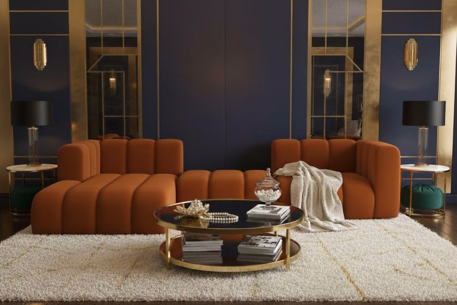 Divano angolare Kaiser Möbel a forma di L Grand L 319 cm, tessuto velluto Salvador, marrone, sinistro
