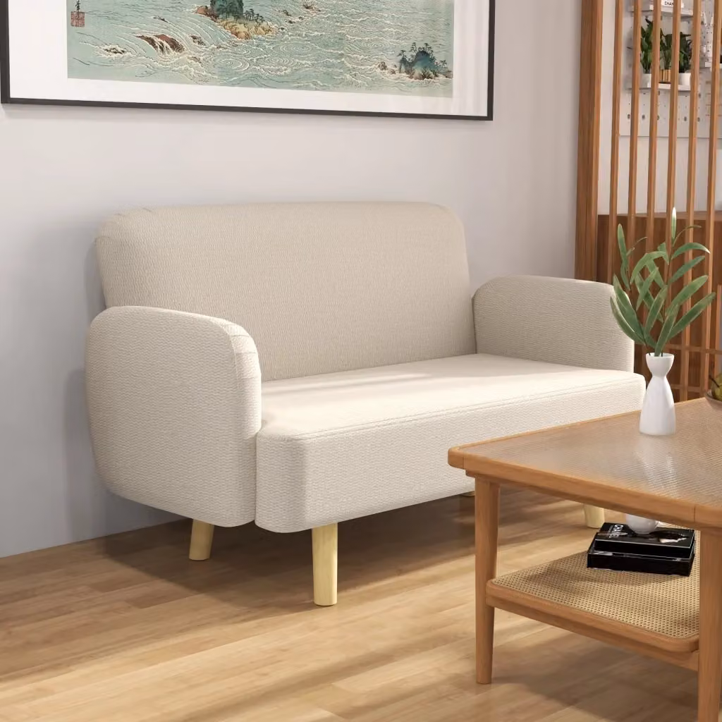 Divano 2 Posti Moderno in Velluto Bianco Crema GIORDANOSHOP L: 140 cm, P: 74 cm, H: 79 cm – 2