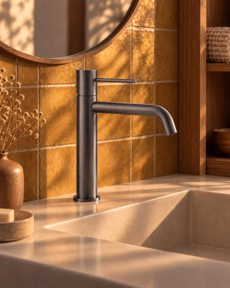 Coppia Miscelatori Tokyo Lavabo e Bidet con Pilette Pop-Up Grigio Metallico PVD CPTOKYOFU