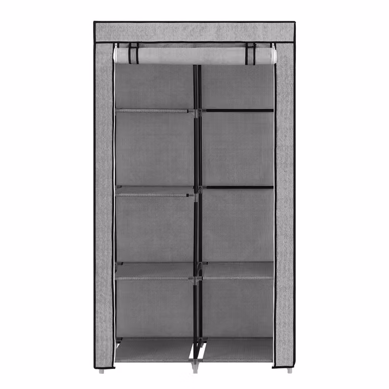 Armadio in Tessuto, Grigio Con Motivi A Spina Di Pesce / 45 x 88 x 168 cm