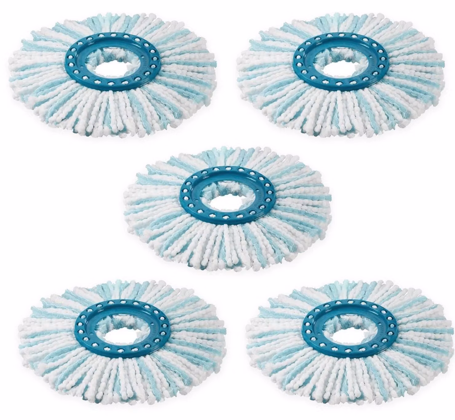 Testine di ricambio per mop Leifheit Clean Twist, confezione da 5 pezzi, forma rotonda, sistema a 2 fibre