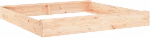Sabbiera per bambini con posti a sedere in legno di pino massello marrone e beige per area giochi da giardino esterna