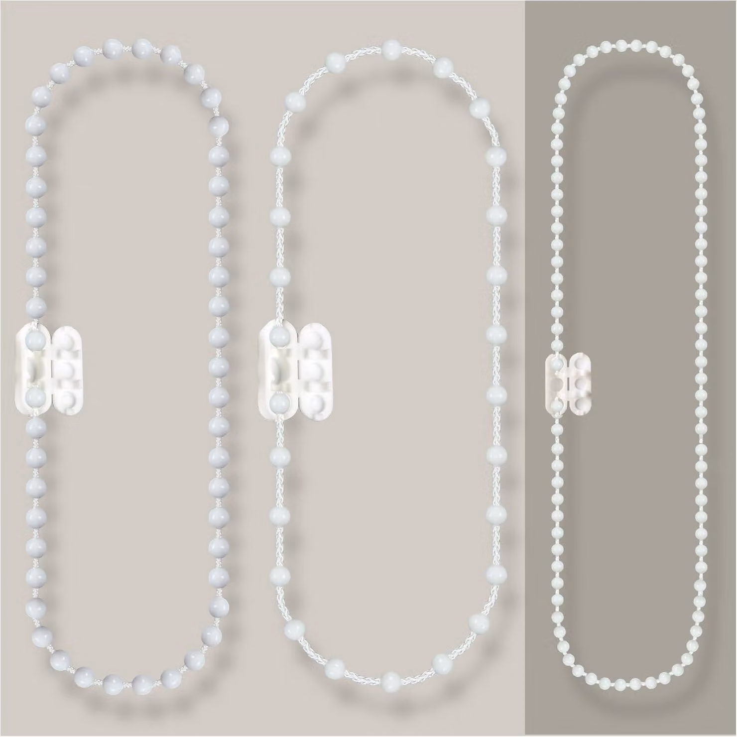 Catena in PVC per avvolgibili, con connettori, lunghezza 240 cm, 3,2 x 4 mm, colore bianco, ricambio per avvolgibili