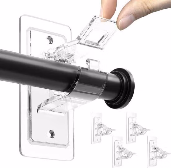 Set da 4 ganci adesivi per tende senza trapano - Decorazione d'interni - Ganci adesivi multifunzionali e resistenti alle strappi - Per bagno, camera da letto e soggiorno