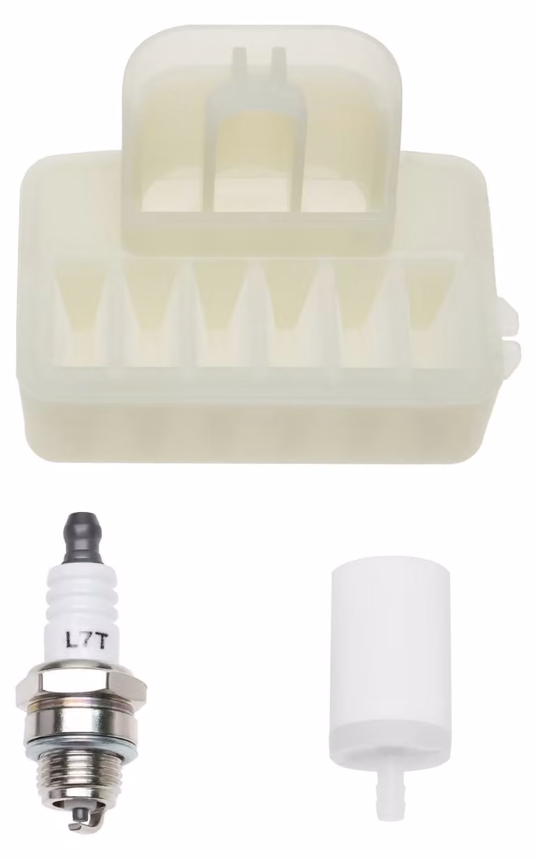 Set di filtri dell'aria in 3 pezzi - Kit di ricambio - Compatibile con Husqvarna 135/140/435 - McCulloch CS350/CS390/CS410 - Include candela di accensione e filtro del carburante - Materiale resistente - Ricambi