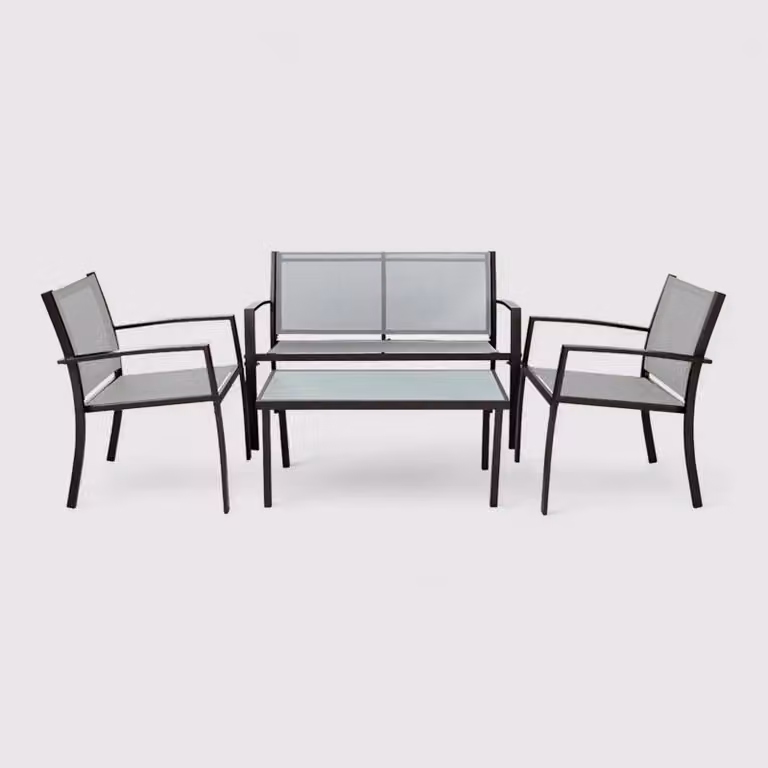Rawal - Set 3 divani da esterno grigio chiaro con tavolino