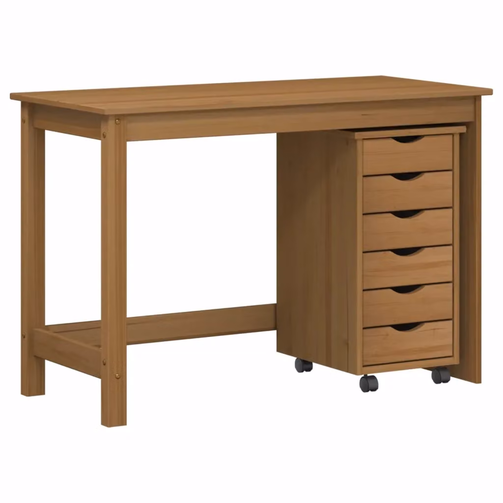 Set scrivania e mobiletto su ruote MOSS vidaXL in legno marrone – 2