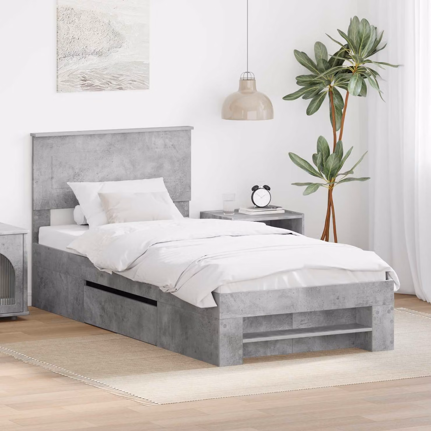 Struttura letto con cassetti vidaXL in legno MDF grigio L 80 x P 200 cm