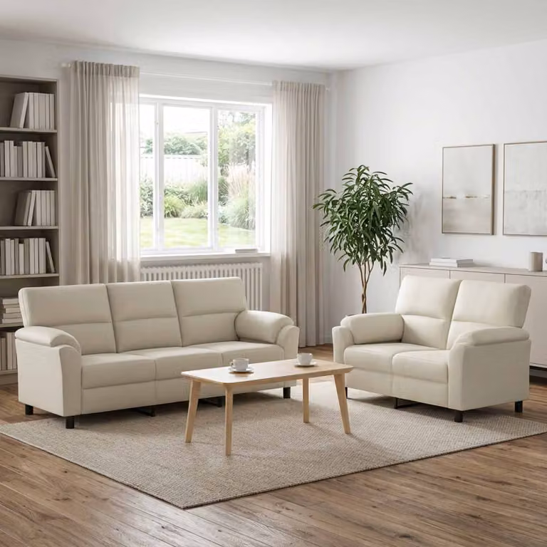 Set di 2 divani moderni vidaXL in velluto beige per soggiorno