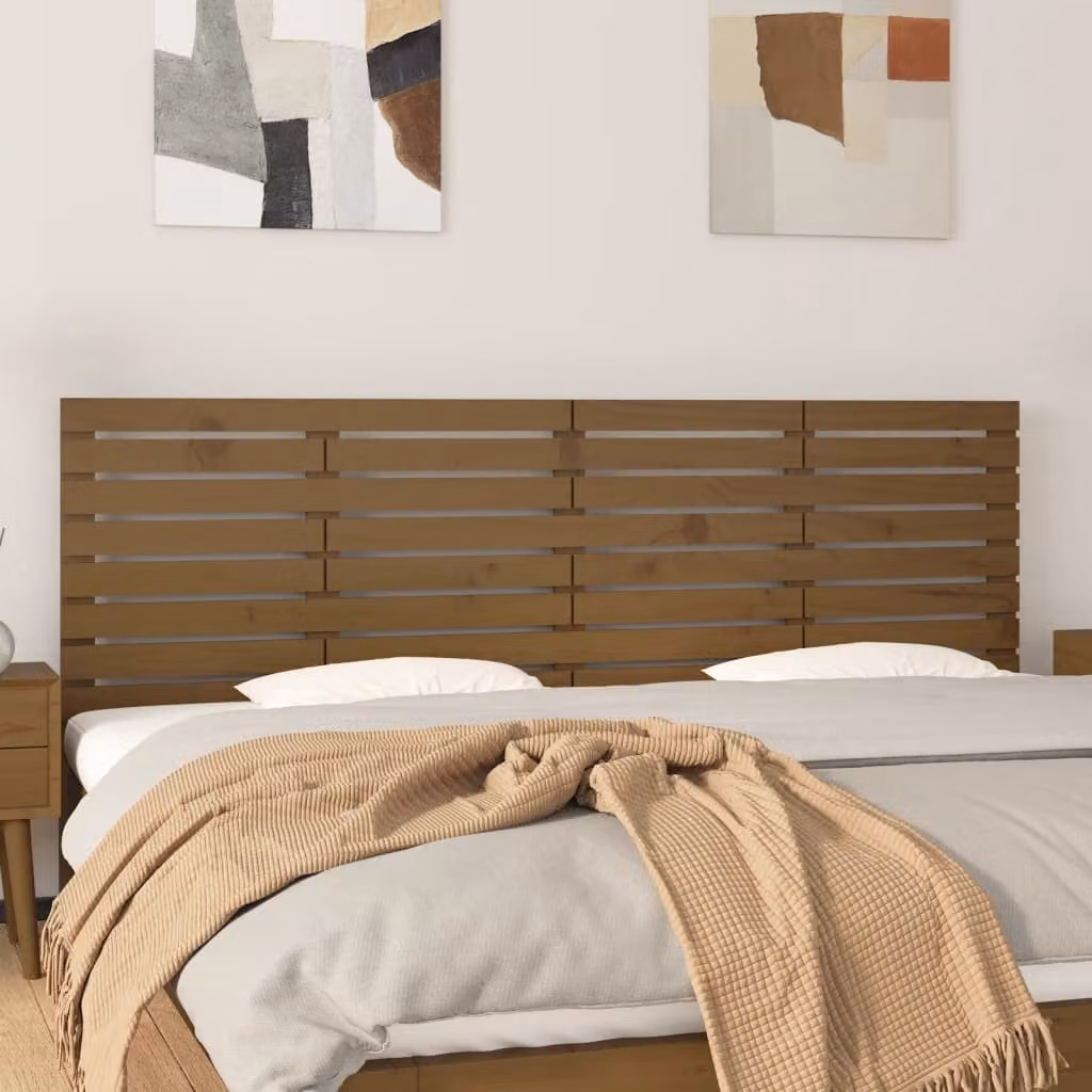 Testiera da parete vidaXL in legno massello di pino, colore marrone, L: 206 cm, P: 3 cm, H: 63 cm
