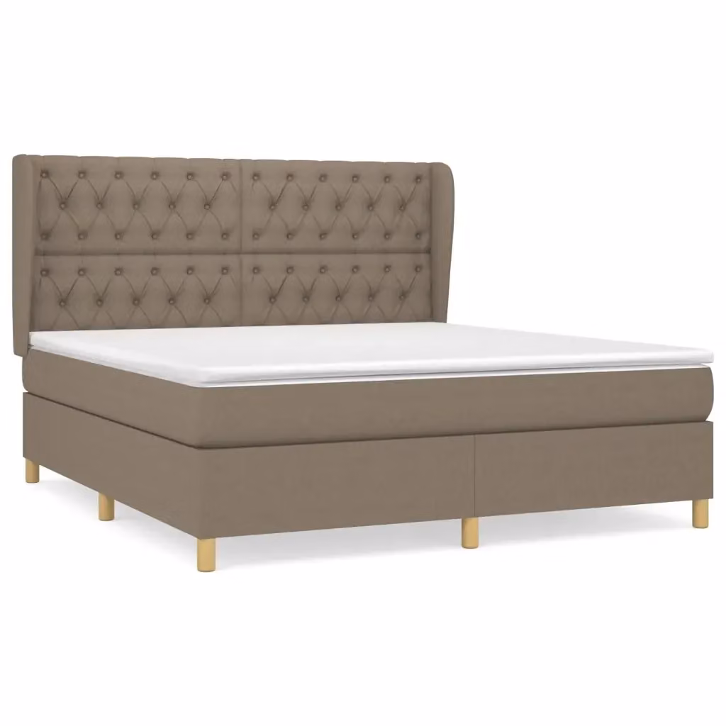Letto Ibrido vidaXL con Giroletto a Molle e Materasso in Tessuto Beige e Bianco L/P/H: 160 x 200 x 25 cm – 2
