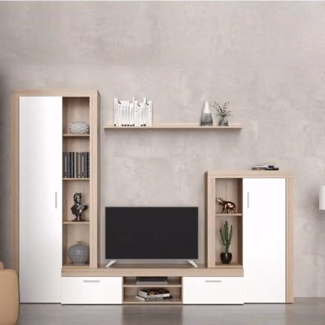 Parete attrezzata rovere sonoma e bianco Nobel 263,1x40x202h