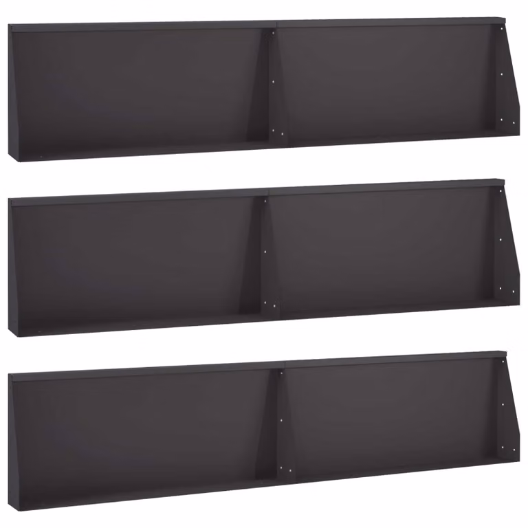 Set di 6 pezzi di aiuole rialzate vidaXL in acciaio nero per giardino e prato, L: 100 cm, H: 30 cm, P: 12 cm