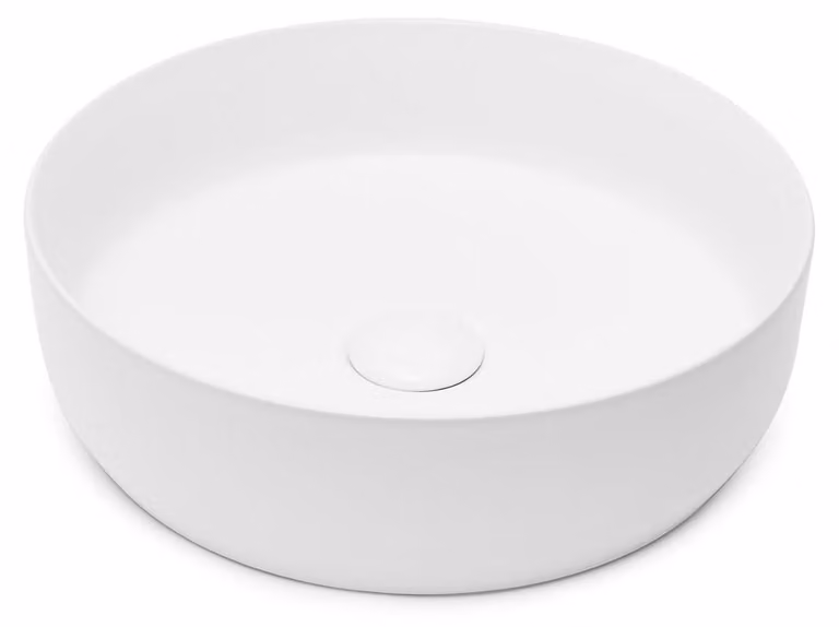Lavabo SAT LOFTY Ø 39cm x 12h con scarico a scomparsa, bianco opaco