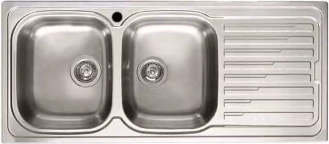 Lavello da incasso Elleci Sky 500 a due vasche con vasca a sinistra in acciaio inox satinato argento L/P: 116 x 50 cm LIK500SACSX – 1