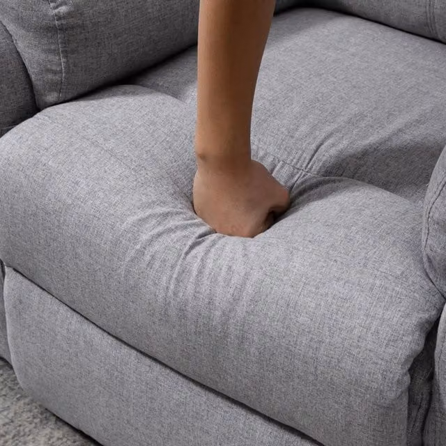 Poltrona reclinabile elettrica con funzione alzapersona, motore singolo, tessuto grigio, supporto per gambe integrato
