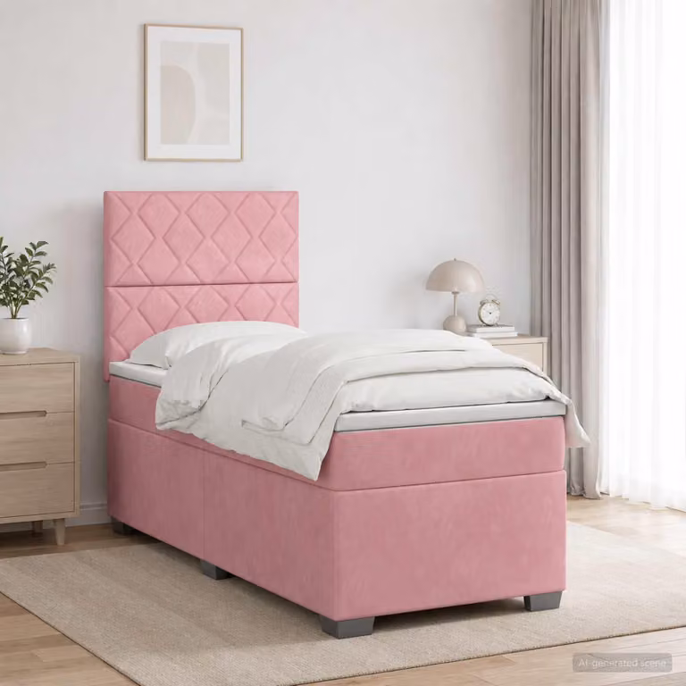 Maison Exclusive - Letto boxspring con materasso e testiera Rosa 90 x 200 cm in velluto