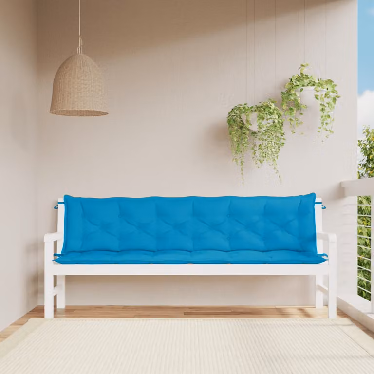 Set di 2 cuscini per panca vidaXL blu in tessuto Oxford idrorepellente e traspirante L/P/H: 200 x 50 x 7 cm