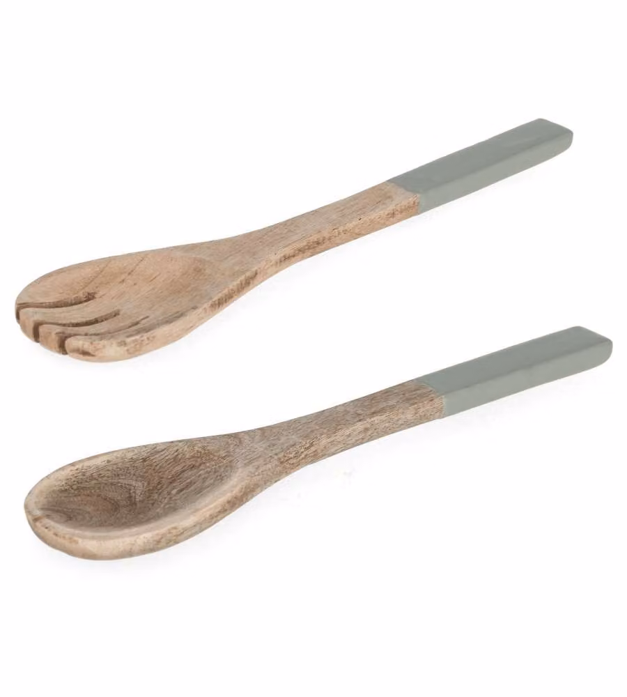 Bizzotto Set Insalata 2 Pezzi Thara Legno Naturale Verde H 28 cm