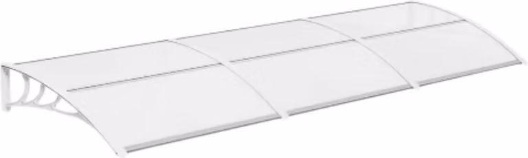 Protezione antipioggia per porte e finestre – Tettoia e tettoia sporgente in policarbonato per porte e finestre – Telaio in alluminio, resistente ai raggi UV – 270 x 98,5 cm – Bianco