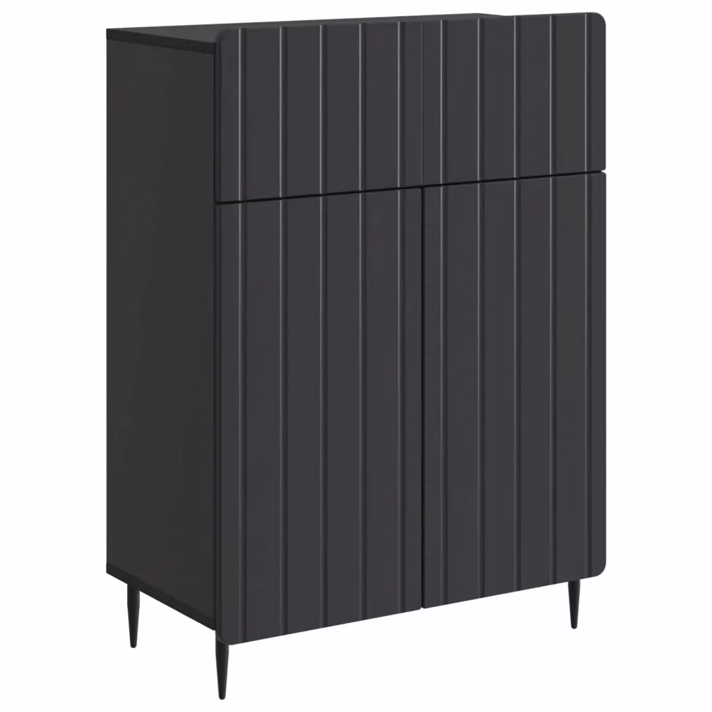 Credenza moderna vidaXL in MDF e metallo, colore nero opaco, L: 66 cm, P: 34,5 cm, H: 92 cm – 2
