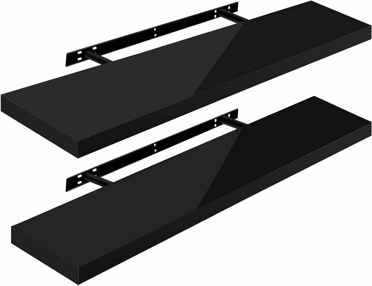 Set di 2 mensole sospese da parete | Colore: nero | Dimensioni: 100x22,9x3,8 cm