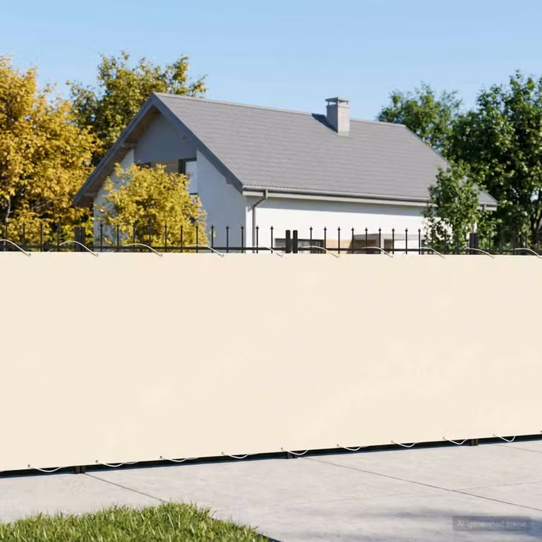 Schermo di privacy per balcone vidaXL in poliestere e alluminio, beige, H: 1,8 m x L: 15 m