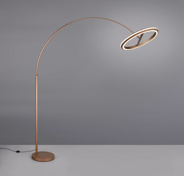 Trio Lighting Lampada ad arco Amador, dimmerabile, Marrone / Ruggine, Soggiorno / Sala da pranzo, Metallo, Moderno, Lampada da terra