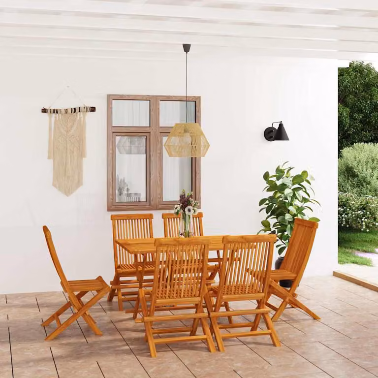 Set da pranzo da giardino vidaXL in legno di teak marrone 7 pz