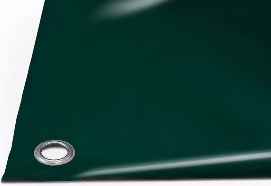 Telone per camion in PVC 900g/m² (3m x 5m, occhielli rotondi da 20 mm, verde RAL6005) al metro con/senza occhielli Telone per tetti Telone per camion industriali Telone per campeggio Telone di protezione Telone di legno