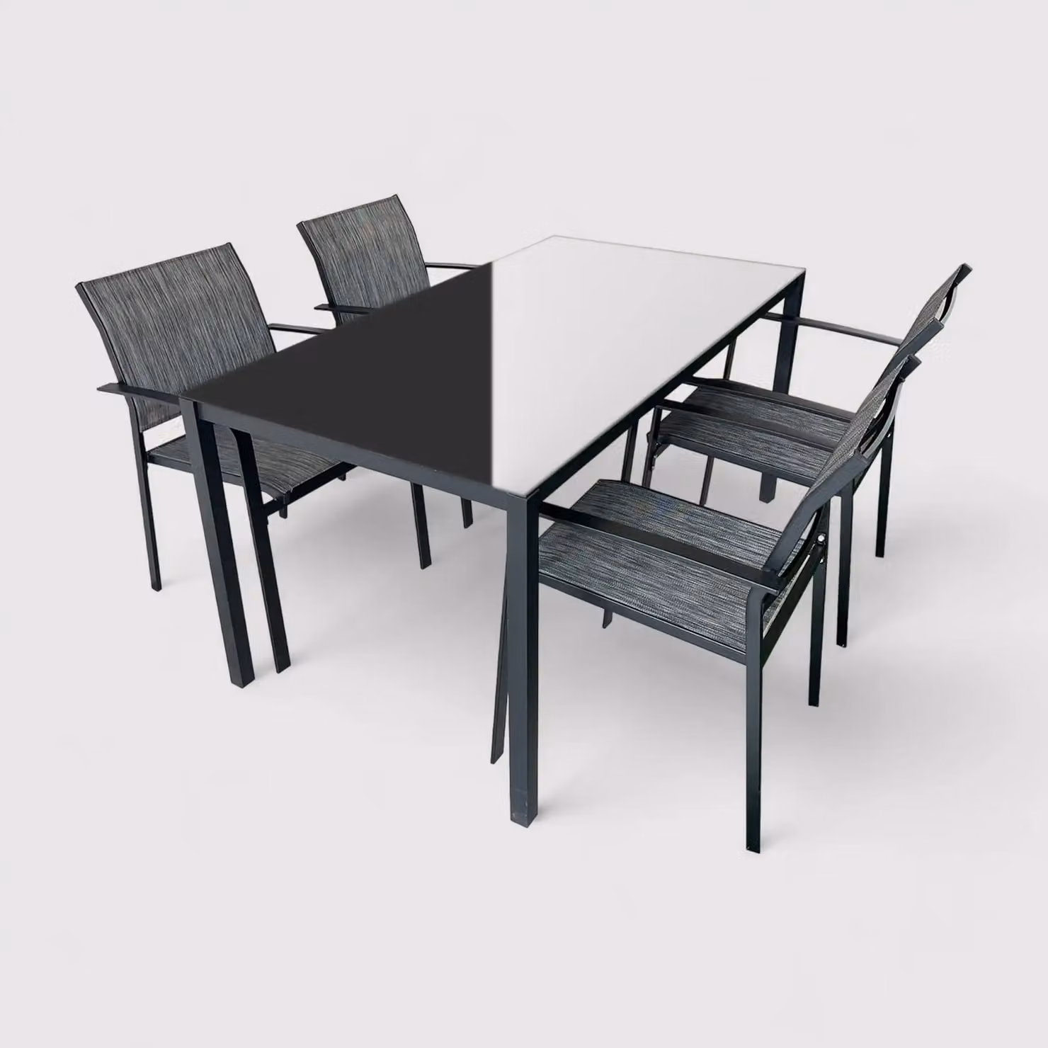 Snobar - Set tavolo da pranzo da esterno con 4 sedie grigio scuro