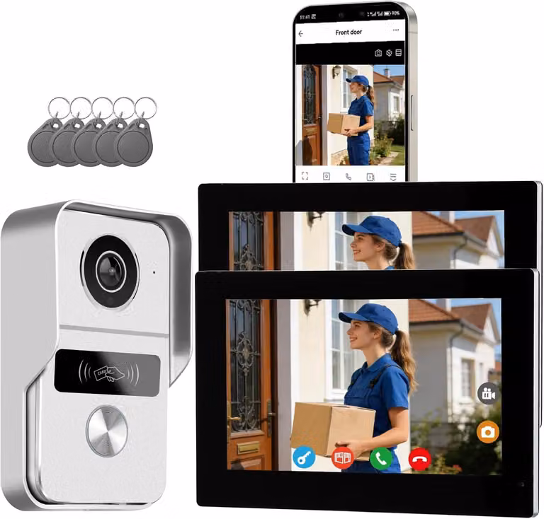 Citofono video con telecamera, videocitofono, schermo touchscreen da 7 pollici, visione notturna, sblocco remoto, interfono bidirezionale per villa con 1 telecamera