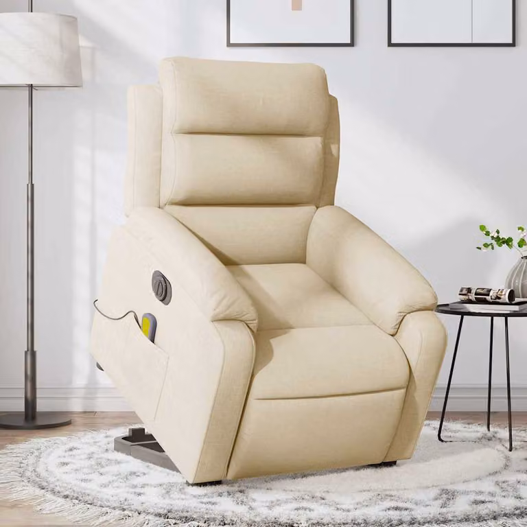 Poltrona Alzapersona Elettrica con Massaggio vidaXL in Tessuto Beige