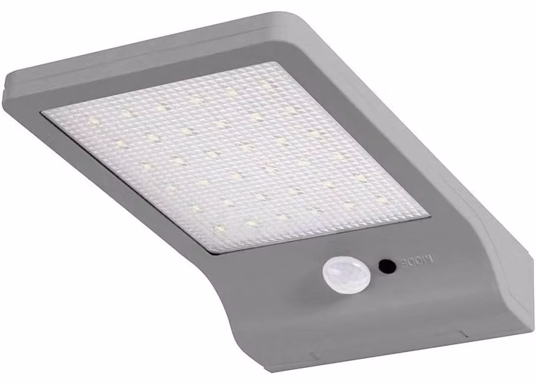 Osram DoorLED Solar, Lampada da parete per esterni, Argento, ABS (acrilonitrile-butadiene-stirene), IP44, III, Sensore crepuscolare, Rilevatore di movimento