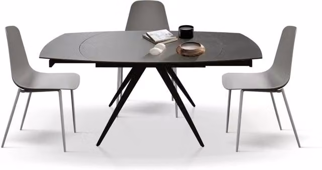 Tavolo moderno allungabile Mobili 2G con piano in ceramica grigio opaco L: 120 cm, P: 90 cm, H: 78 cm
