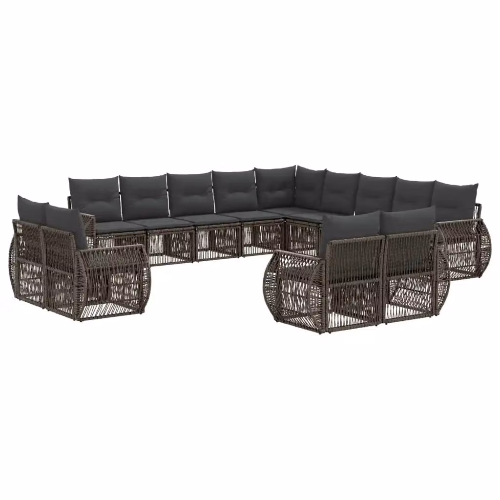 Set Divano da Giardino vidaXL a forma a U in Polyrattan con Cuscini, Grigio e Antracite – 2