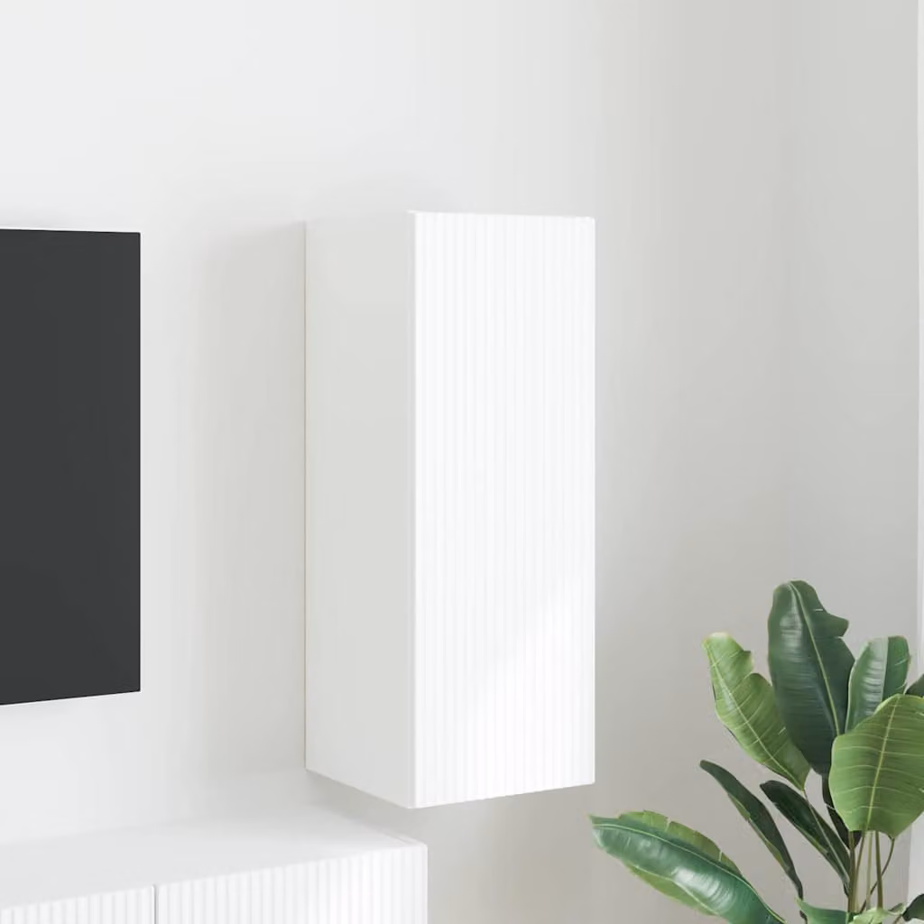 Mobile TV da parete moderno vidaXL in legno ingegnerizzato bianco, L/P/H: 30 x 31 x 80 cm
