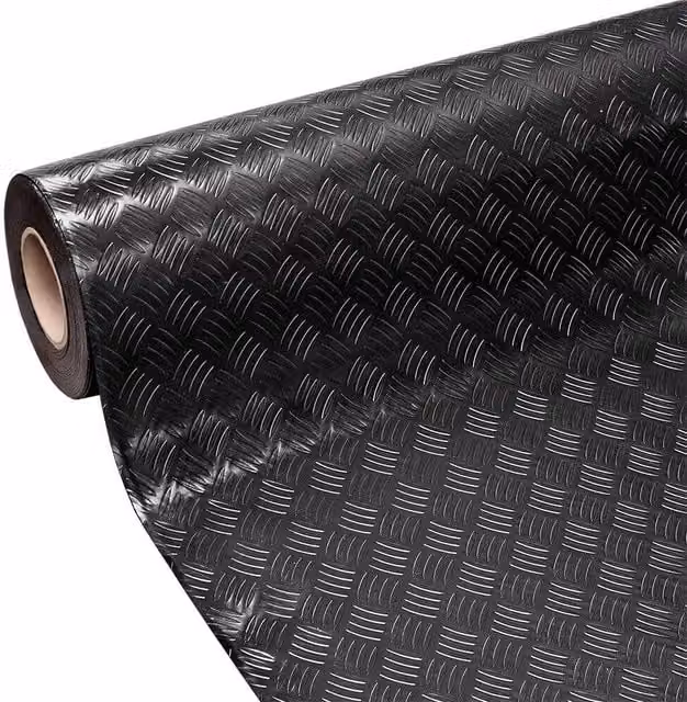 Tappeto Copri Pavimento EMMEVI Nero con Effetto Lamiera, Antiscivolo e Isolante, L: 140 cm, P: 950 cm