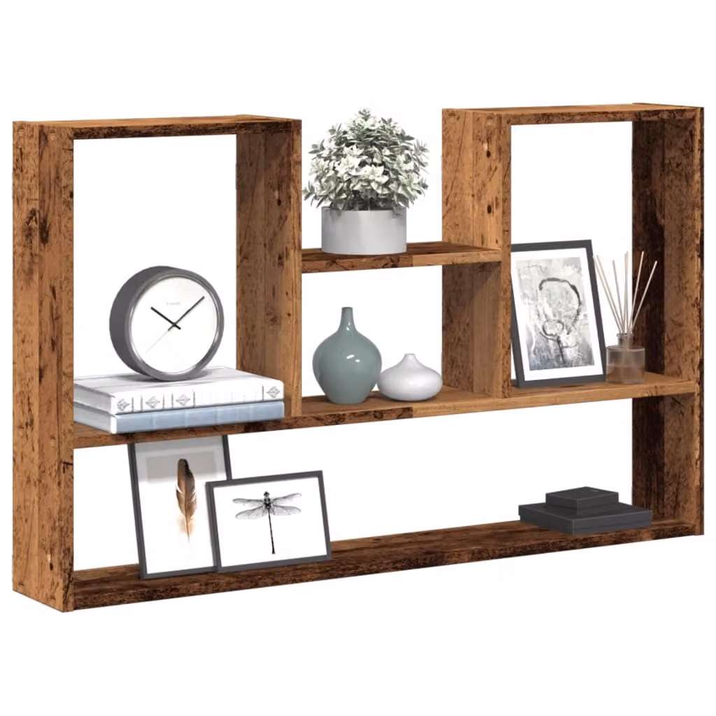 Scaffale a Parete vidaXL in MDF Stile Rustico Marrone L: 99 cm, P: 15 cm, H: 60 cm
