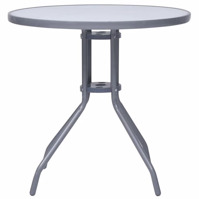 vidaXL Tavolo da giardino grigio chiaro 80 cm acciaio e vetro